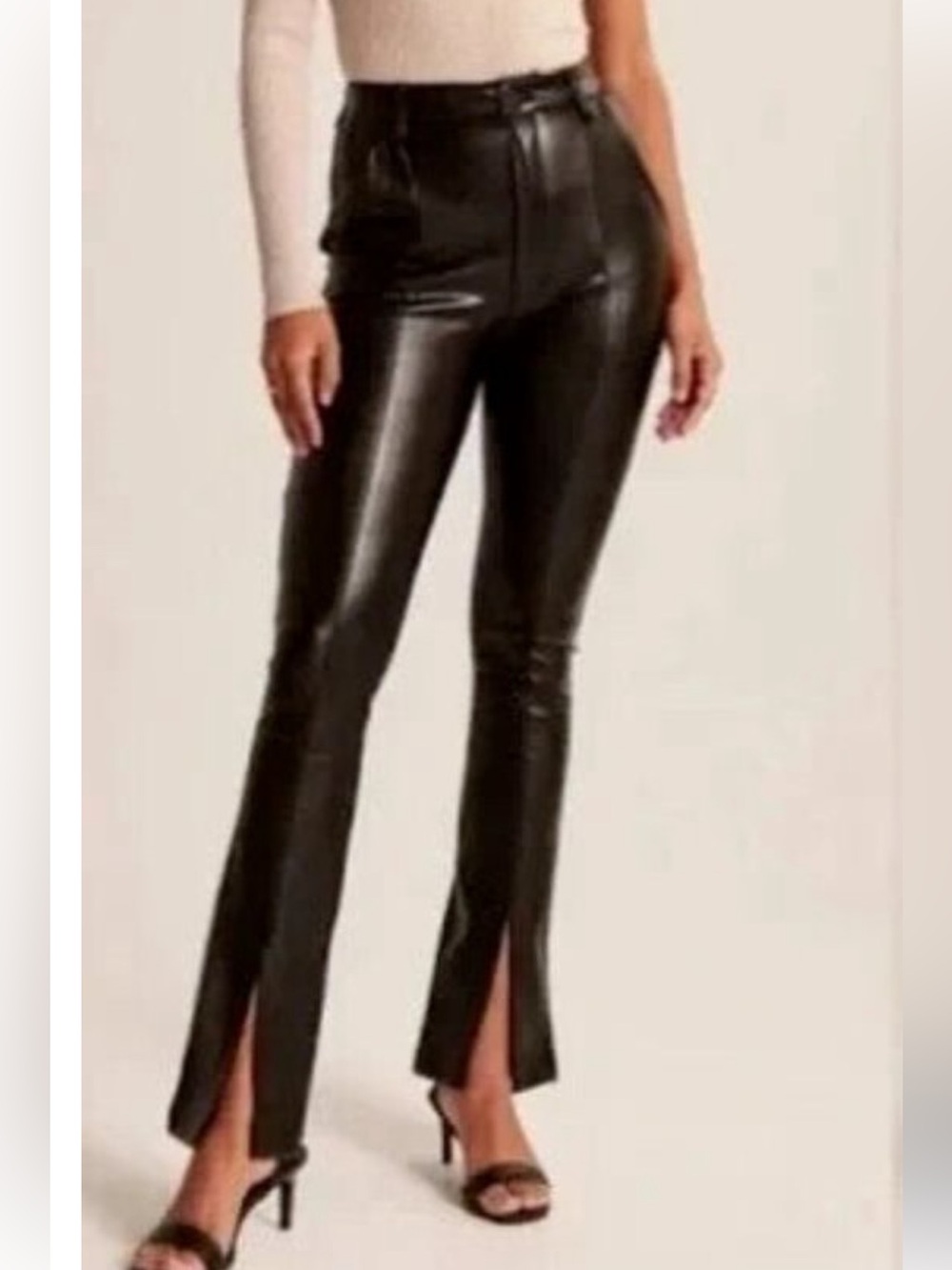 Abercrombie & Fitch Faux Leather Skinny Ultra High Rise Split Hem Pants Jeans